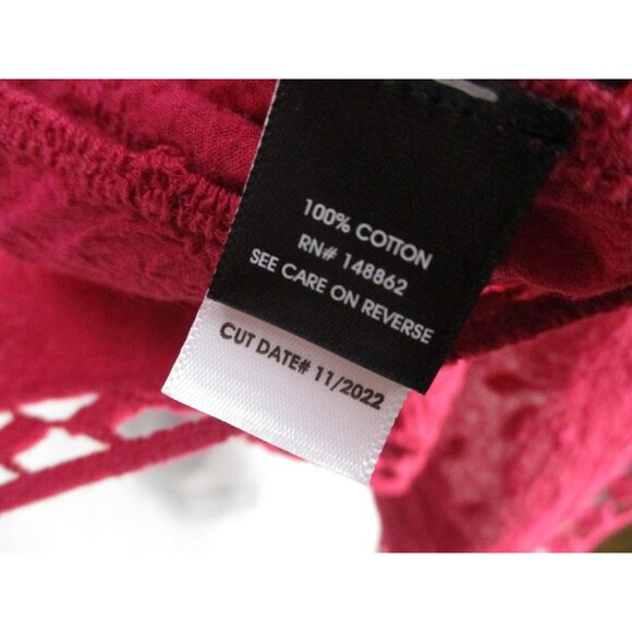 Torrid Womens Lace Open Front Kimono Cardigan Size 1/2 Red 100% Cotton Made In C - Picture 4 of 8